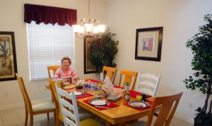 Sala de jantar na casa alugada