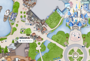 Mapa do Restaurante Liberty Tavern, no Parque Magic Kingdom