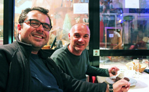 Com o amigo Walter, na Birreria Pedavena